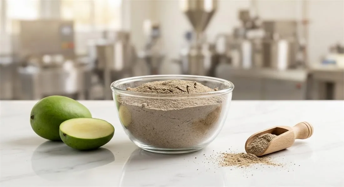 Fine-mesh amchur powder with raw green mango