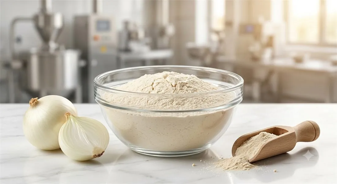 White onion powder with fresh white onions